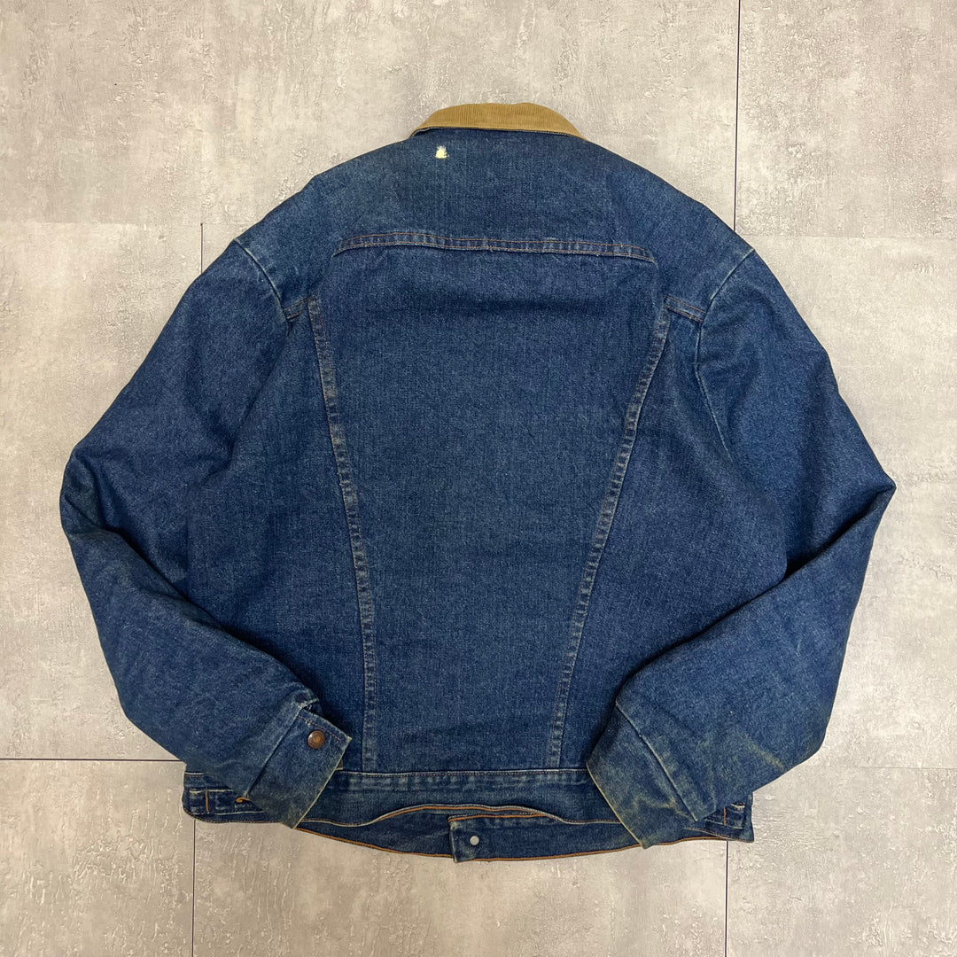 #1834 古着/Wrangler/ラングラー/Denim  jacket/デニムジャケット/襟 コーデュロイ素材切替/裏地ボーダー/サイズL相当