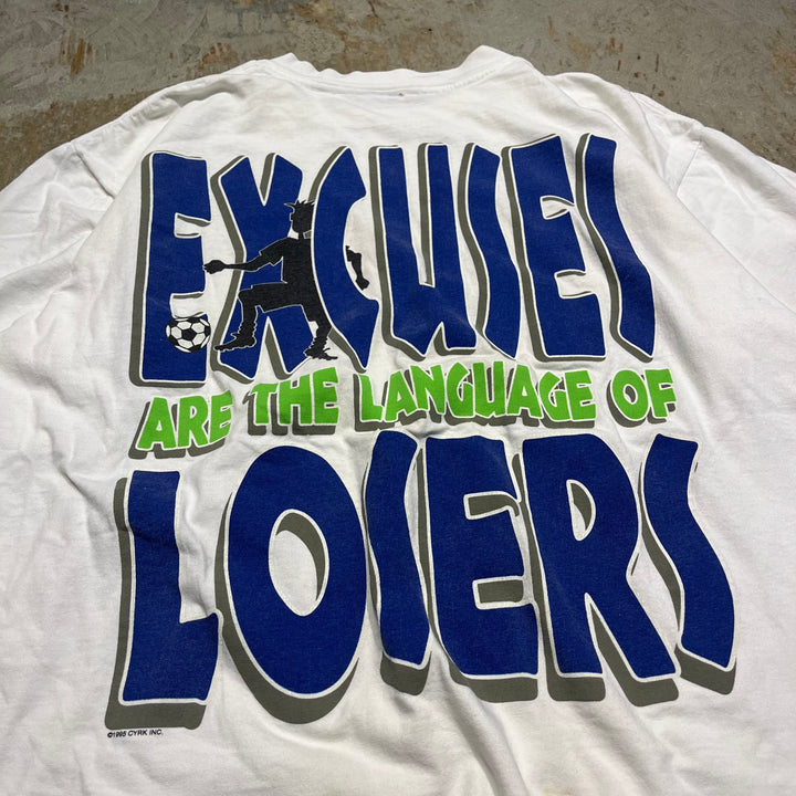 古着 NOEXCUSESだけが勝つ/ヴィンテージ シングルステッチ プリントTシャツ/サイズL-XL相当