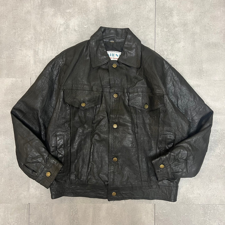 #1876 古着 Unknow/Lether Trucker Jacket/レザートラッカージャケット/サイズM