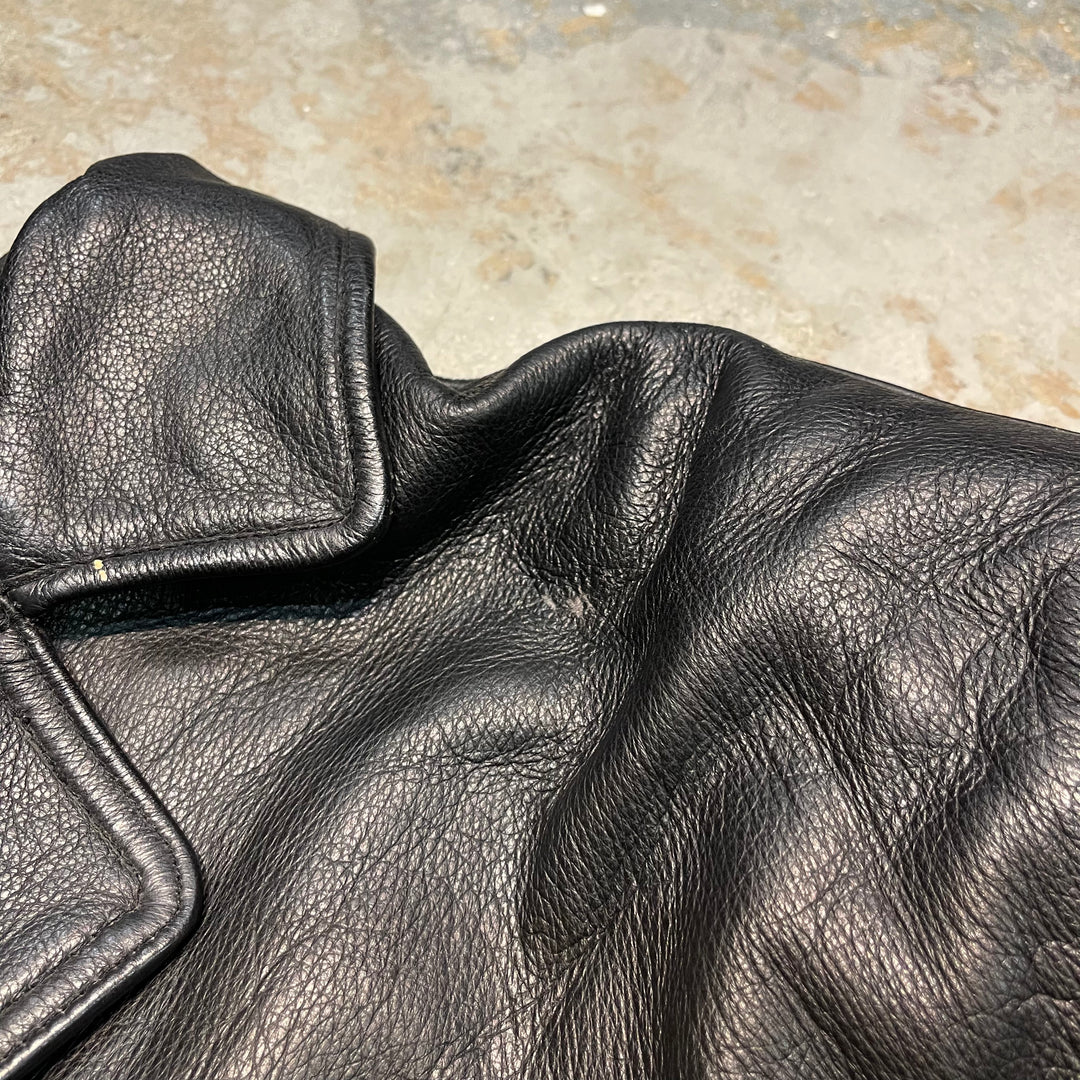 #1847 Unknow 古着/Leather jacket/フロントボタンレザージャケット/サイズMあ