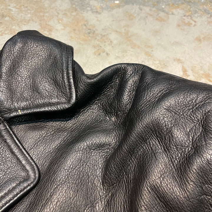 #1847 Unknow old clothes/Leather jacket/front button leather jacket/size M