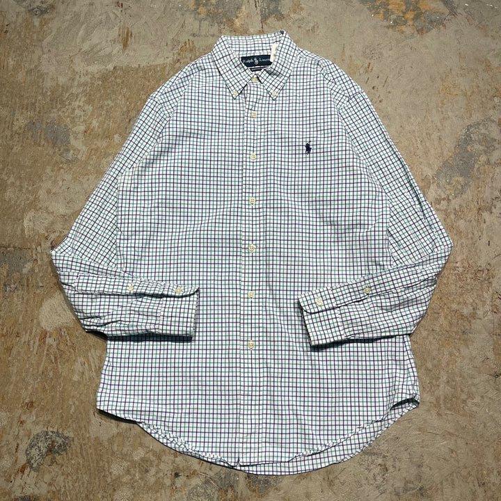 #4413 古着 Ralph Lauren/ラルフローレン/Long Sleeve Button Down Shirt/長袖ボタンダウンシャツ/チェック柄/CUSTOM FIT/サイズ M