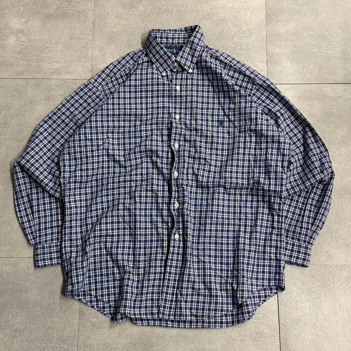 古着 90's POLO by Ralph Lauren/ ラルフ ローレン/ ボタンダウン長袖シャツ/ チェック柄/ サイズL