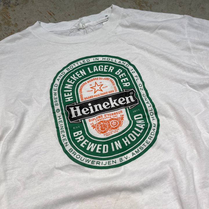 古着 Heineken/ハイネケン/ヴィンテージ シングルステッチ プリントTシャツ/サイズL相当