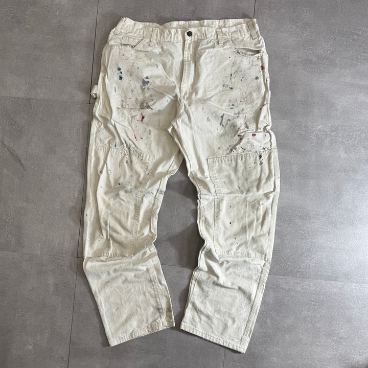 古着 Dickies×SHERWIN WILLIAMS ディッキーズ× シャーウィン・ウィリアムズ ペインターパンツ  ダブルニー 実寸サイズ36×31