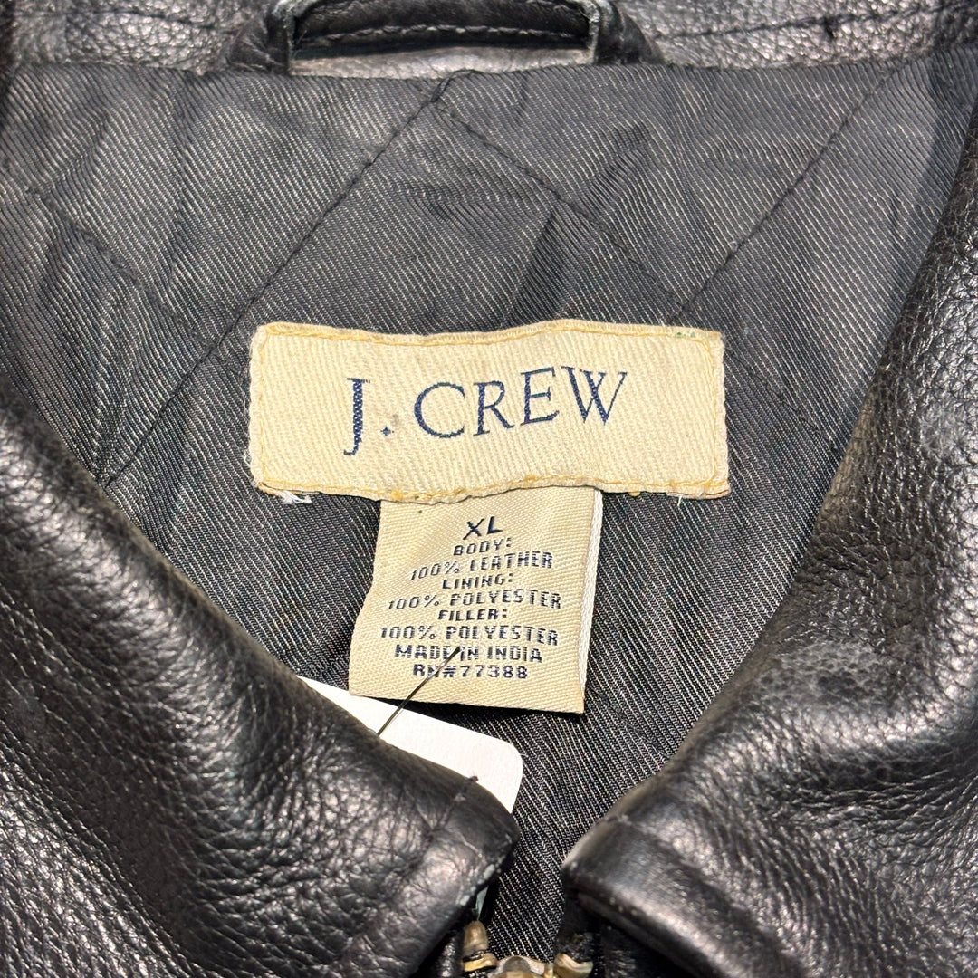 古着 J.CREW/ ジェイクルー/ 本革ジップアップレザージャケット/ 牛革/ サイズXL