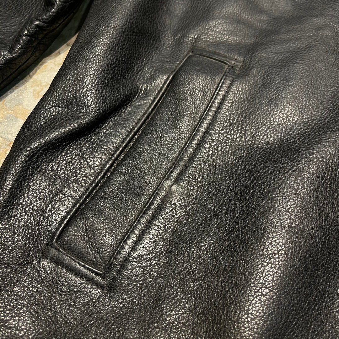 #1847 Unknow 古着/Leather jacket/フロントボタンレザージャケット/サイズMあ