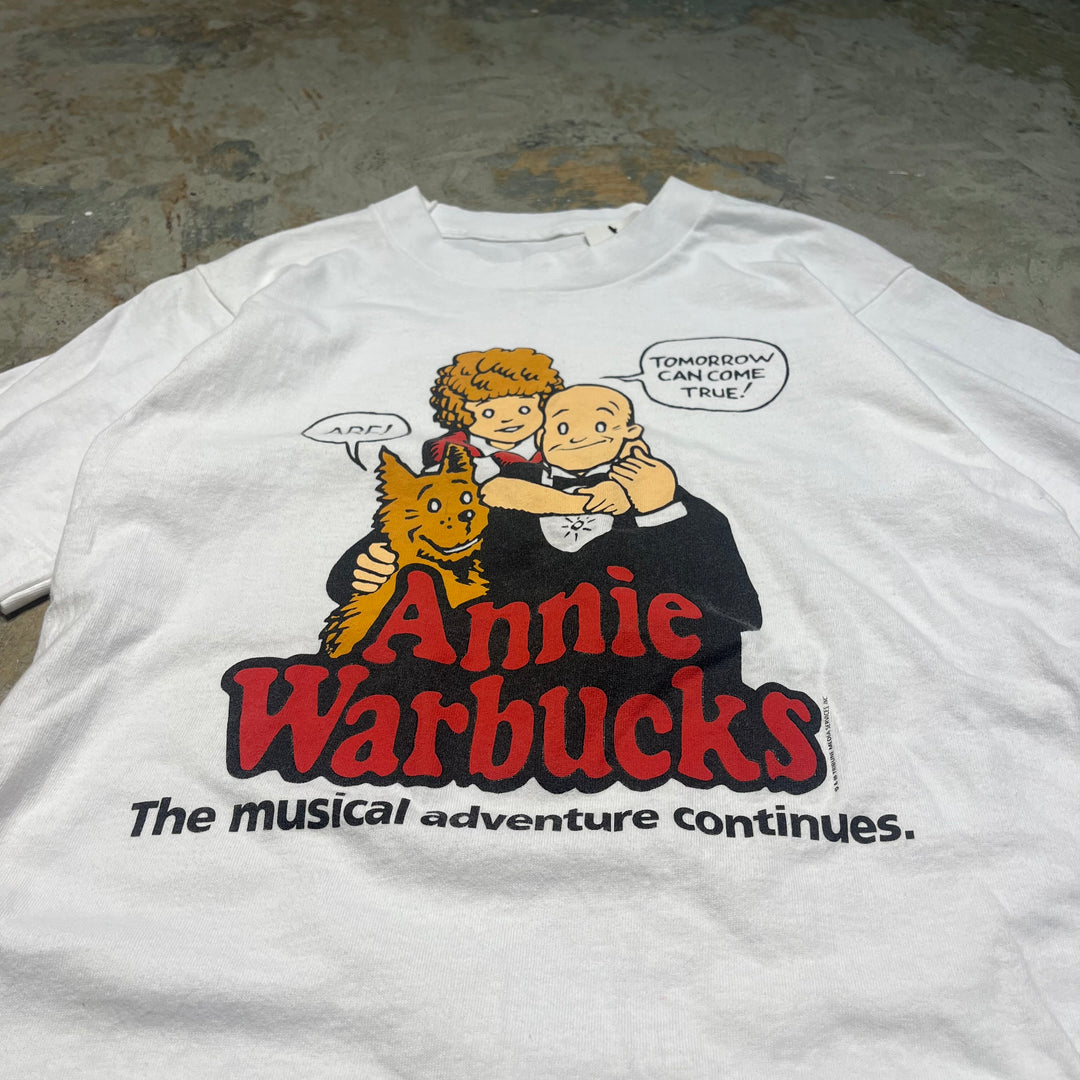 古着 Annie warbucks/アニー/ミュージカル/ヴィンテージ シングルステッチ プリントTシャツ/サイズL相当