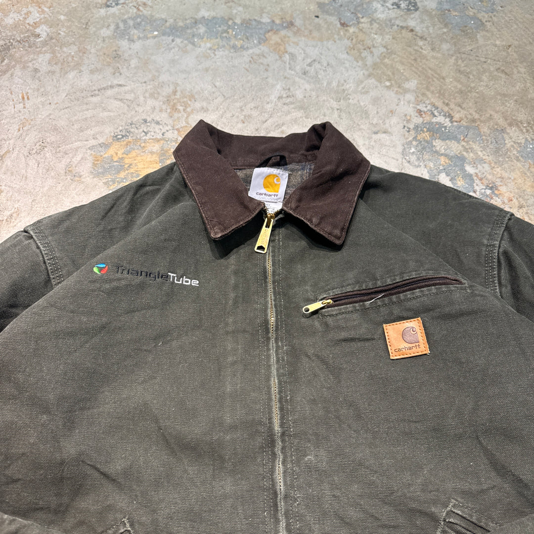 古着 carhartt/カーハート/デトロイトジャケット/ ダック地/ 裏地ブランケット/チェック柄/企業ロゴ/サイズXL