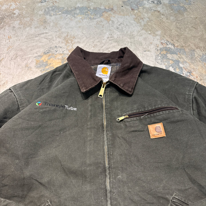 古着 carhartt/カーハート/デトロイトジャケット/ ダック地/ 裏地ブランケット/チェック柄/企業ロゴ/サイズXL