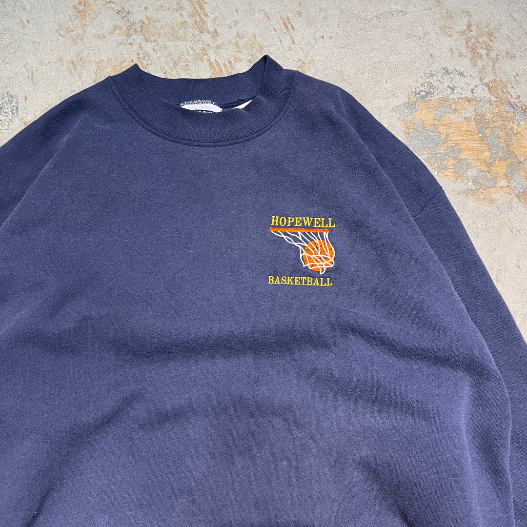 #2071 古着 90's Lee/リー/Crewneck Sweat/クルーネックスウェット/MADE IN U.S.A/BASKETBALL/刺繍ロゴ/サイズXL