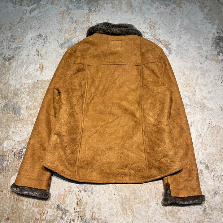 #3158 古着 Unknow/Zip Up Shearling Jacket/ジップアップシアリングジャケット/総柄/サイズL