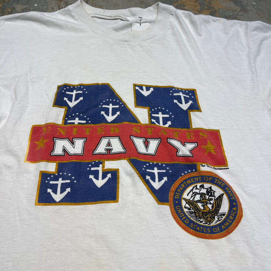 古着 UNITED STATES NAVY/アメリカ合衆国/ヴィンテージ シングルステッチ Tシャツ/サイズL相当