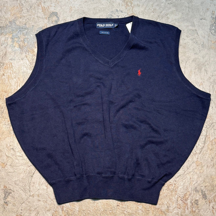 古着 POLO GOLF Ralph Lauren/ ポロゴルフラルフローレン/ Vネックニットベスト/ サイズXL