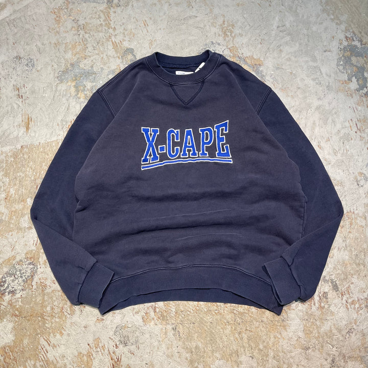 #4128 古着 X-CAPE/Crew Neck College Sweat/クルーネックカレッジスウェット/刺繍/サイズXL