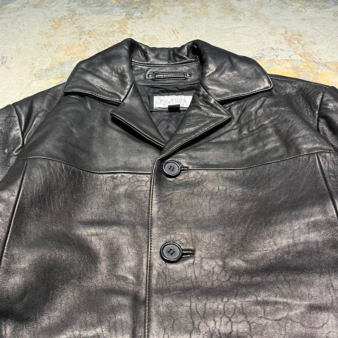 #3322 古着 WILSONS/Leather Jacket/フロントボタンレザージャケット/サイズM