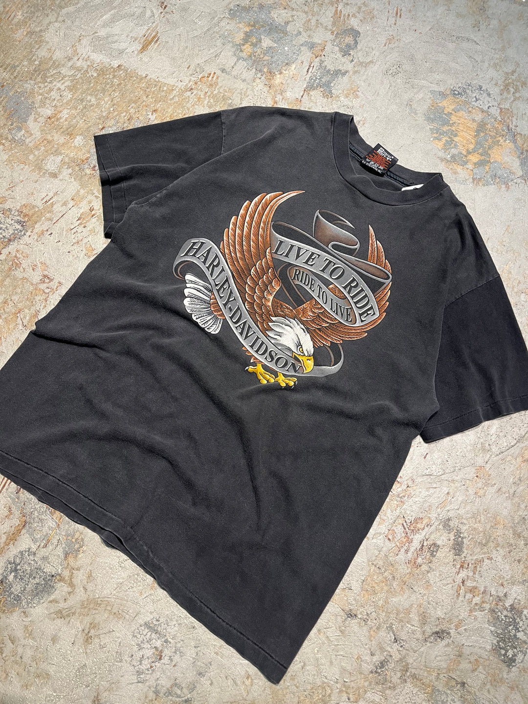 #MA125 古着 87's USA製 Harley-Davidson/ハーレーダビッドソン / ウィスコンシン州 / ヴィンテージ シングルステッチ Tシャツ/サイズL