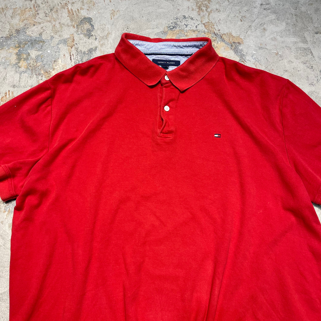 #4358 古着 tommy hilfiger/トミーヒルフィガー/s/s polo shirt/半ポロシャツ/custom fit/サイズXL