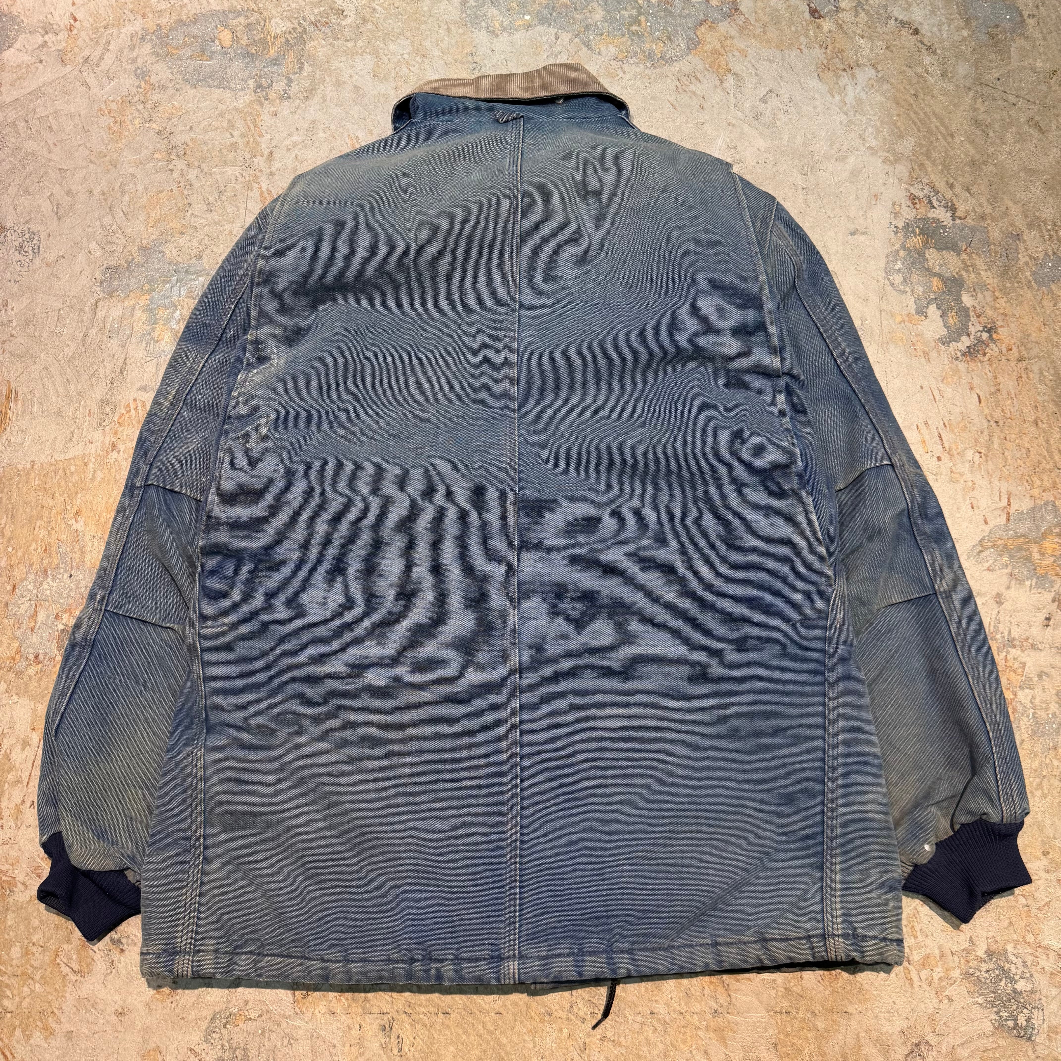 【カーハート】トラディショナルコート 企業ロゴ コーデュロイ襟 ネイビー XL カーハート】トラディショナルコート 企業ロゴ コーデュロイ襟