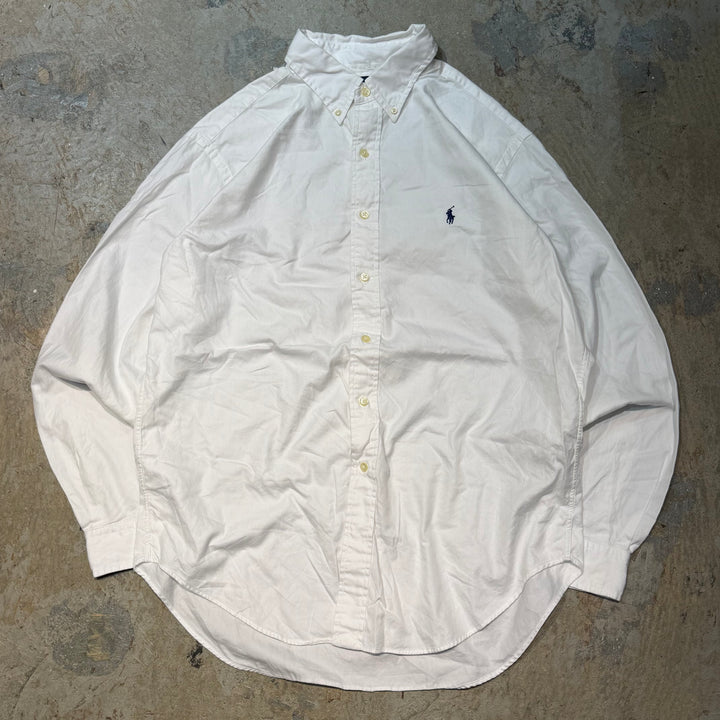 古着 90's POLO by Ralph Lauren/ ラルフ ローレン/ ボタンダウン長袖シャツ/ 無地/ サイズXL相当