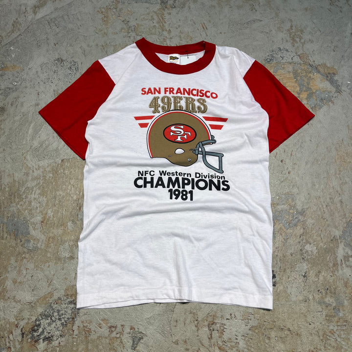 #4661 古着 unknow/short sleeve Ringer t-shirt Tee/半袖リンガーTシャツ/SAN FRANCISCO 49ERS/USA製/NFL/サイズM