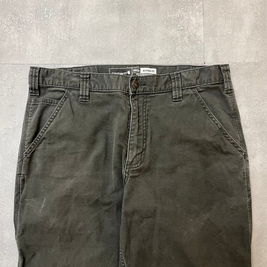 #1708 Vintage Carhartt Duck Work Pants / RELAXED FIT / Size 34×32