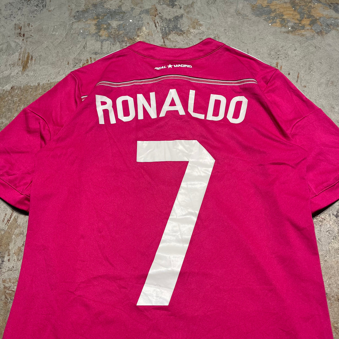 #4441 古着 Real Madrid/レアルマドリード/adidas/アディダス/Football／フットボール Tee/サンティアゴ・ベルナベウ/RONALDO/サイズL