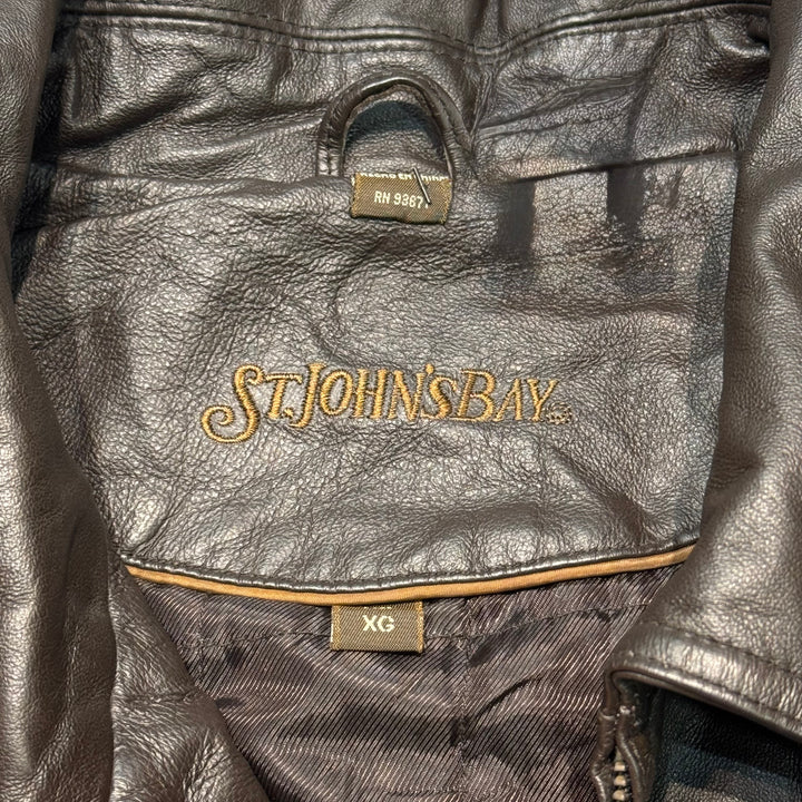 古着 ST.JOHN'S BAY/ セントジョーンズベイ/本革ジップアップレザージャケット/ 牛革/ サイズXL