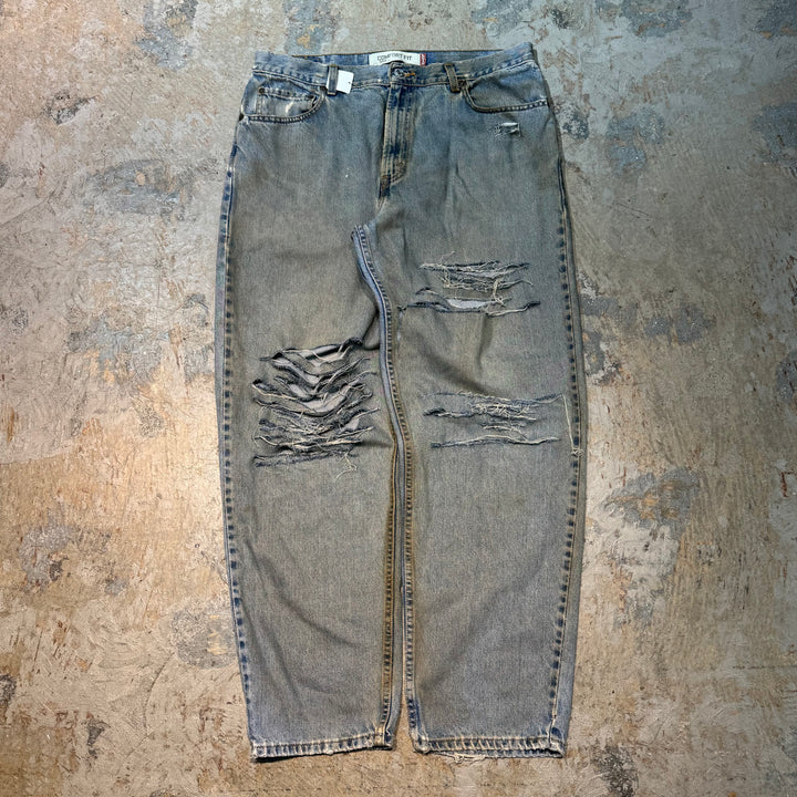 二手衣服Levis 560咖啡染料 /咖啡染料 /損壞牛仔布 /損壞牛仔布 /實際尺寸35 x 31
