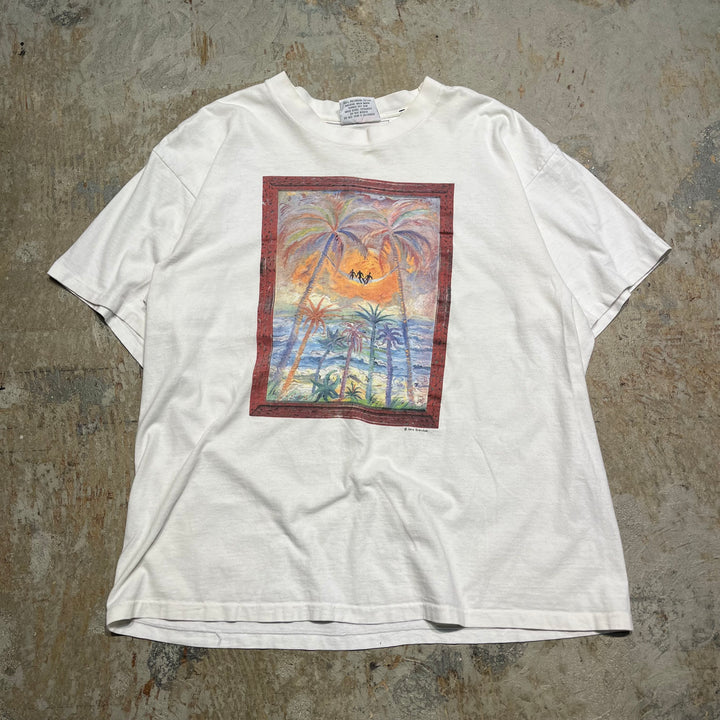 古着 USA製 90's STAFFORD BLAINE/Jane Evershed/ヴィンテー シングルステッチ プリントTシャツ/サイズXL