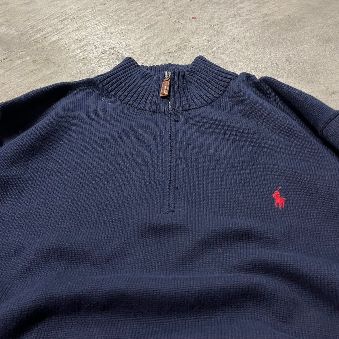 #3890 古着 POLO by Ralph Lauren/ポロバイラルフローレン/Cotton Knit Half Zip Sweaterコットンニットハーフジップセーター/サイズ3XL