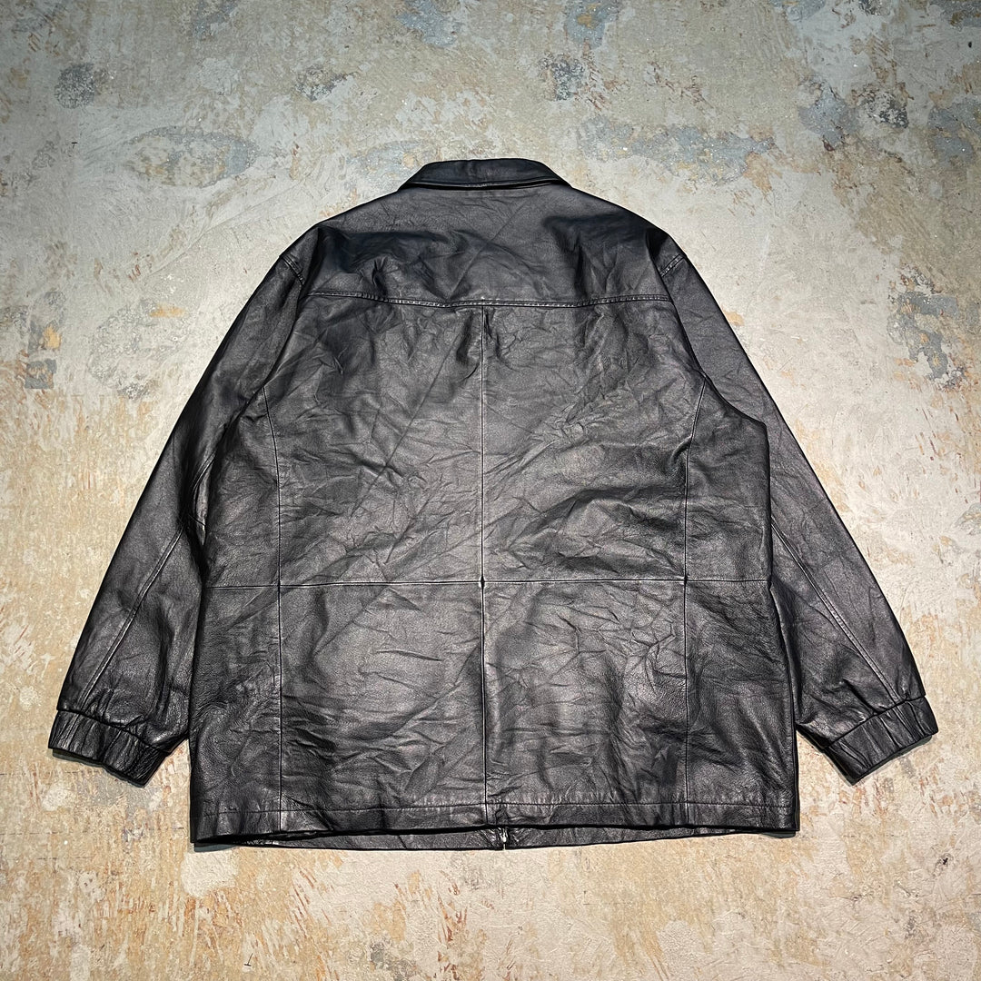 #3726 古着 St.JOHN'S BAY/セントジョンズベイ/zip up lether jacket/ジップアップレザージャケット/ハーフ丈/サイズ2XL