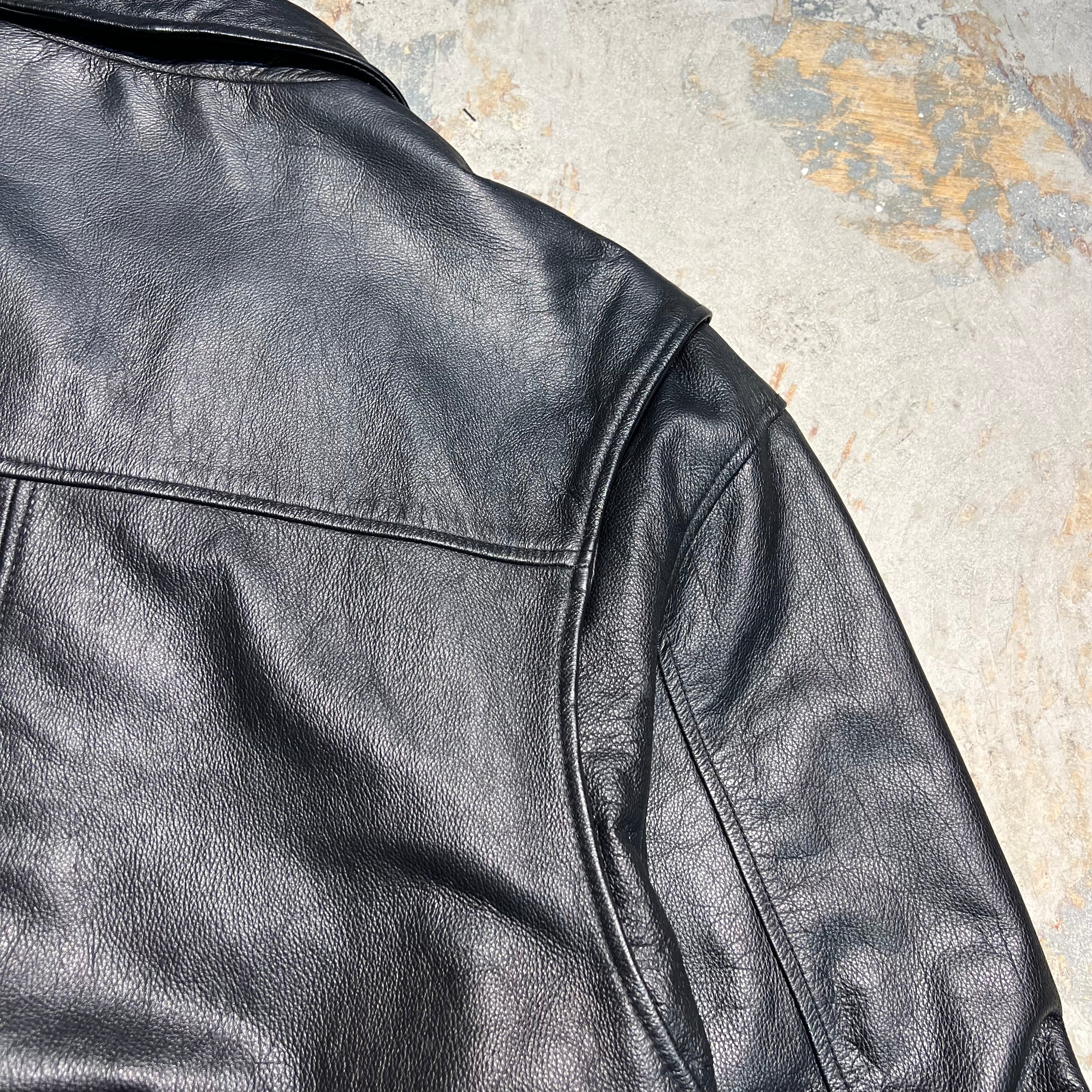3213 古着 ST JOHN'S BAY/セントジョーンズベイ/Leather jacket/ジップ