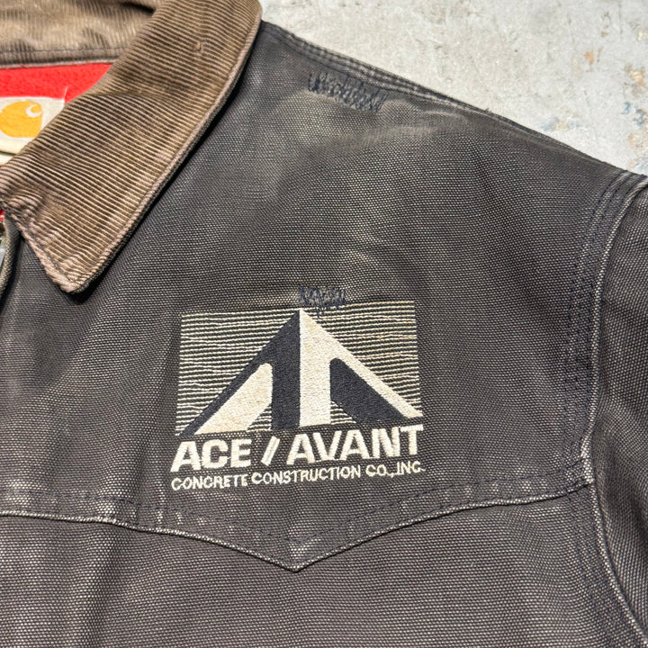 古着 Carhartt/ カーハート/ サンタフェジャケット/ ダック地/ 裏地キルティング/ 襟コーデュロイ/ 企業ロゴ/ サイズXL相当