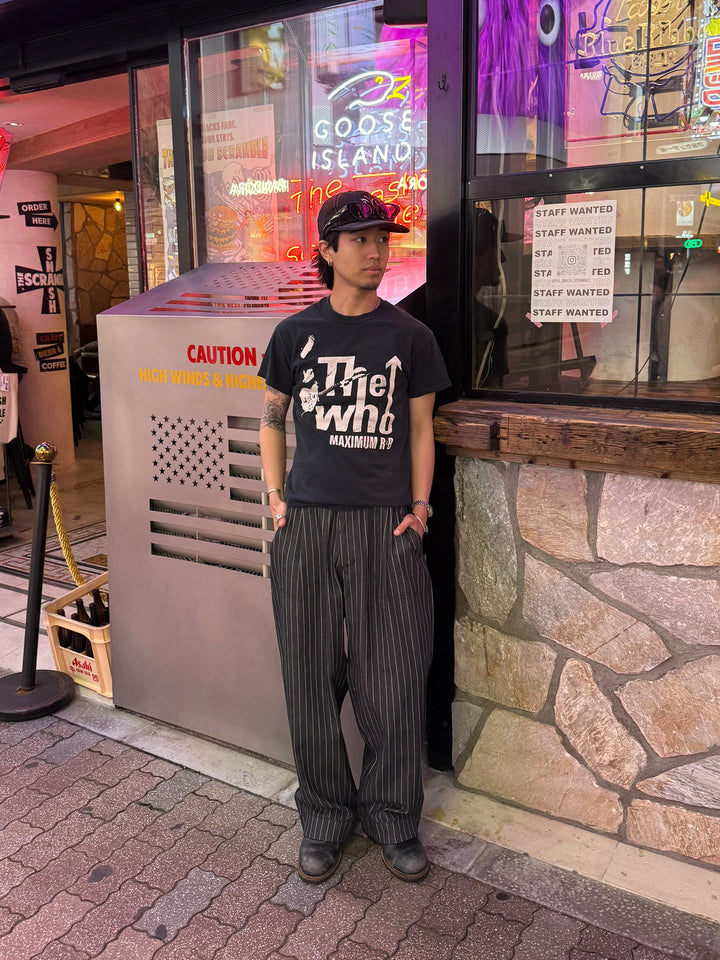 ベイカータックデニムワイドストレートパンツ/シンチバック付