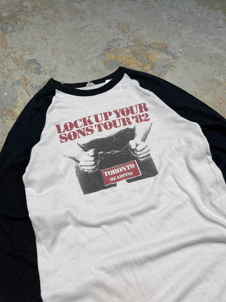 #MA166 古着 CANADA製 82's LOCK UP YOUR SONS / ロックアップユアーサンズ / ヴィンテージ ラグランTシャツ / サイズS