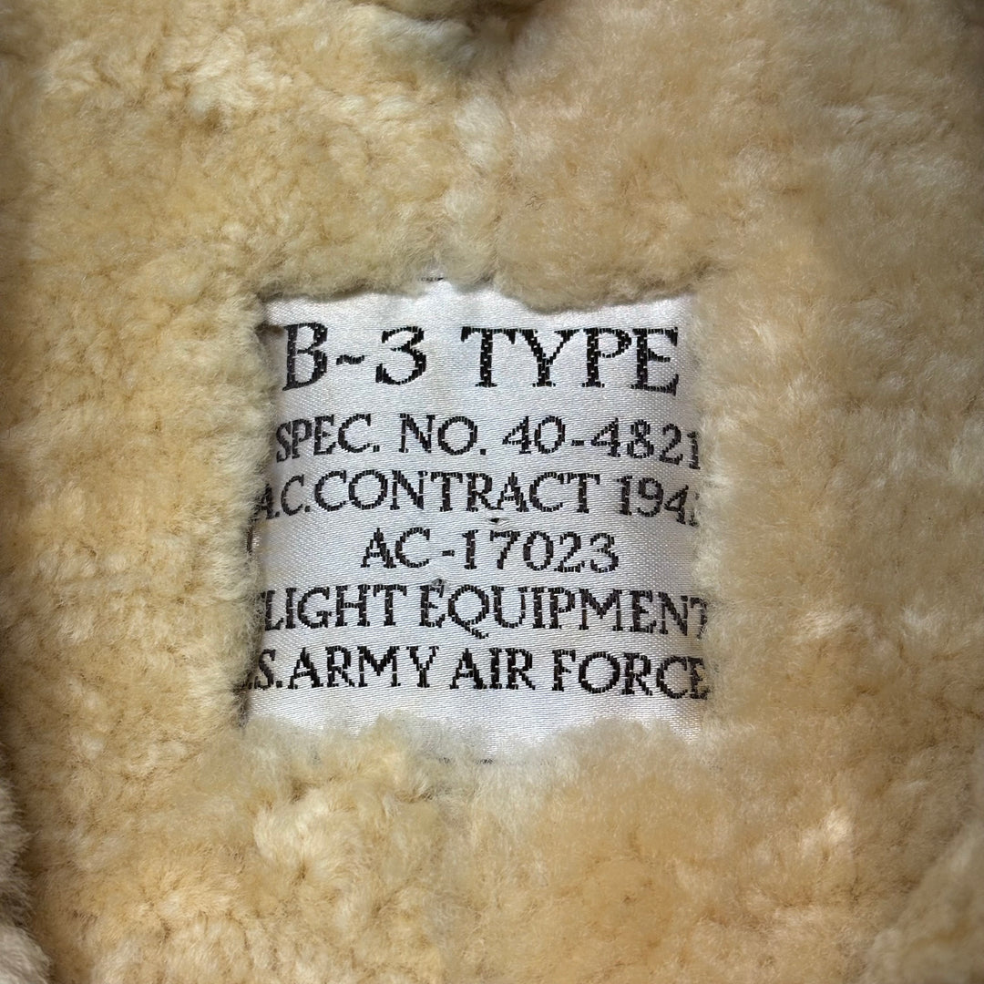 古着 B-3 TYPE/ SPEC.NO.40-4821/A.C.CONTACT 1942/ AC-17023/ FLIGHT EQUIPMENT/ U.S.ARMY AIR FORCES/ レザー/ サイズL