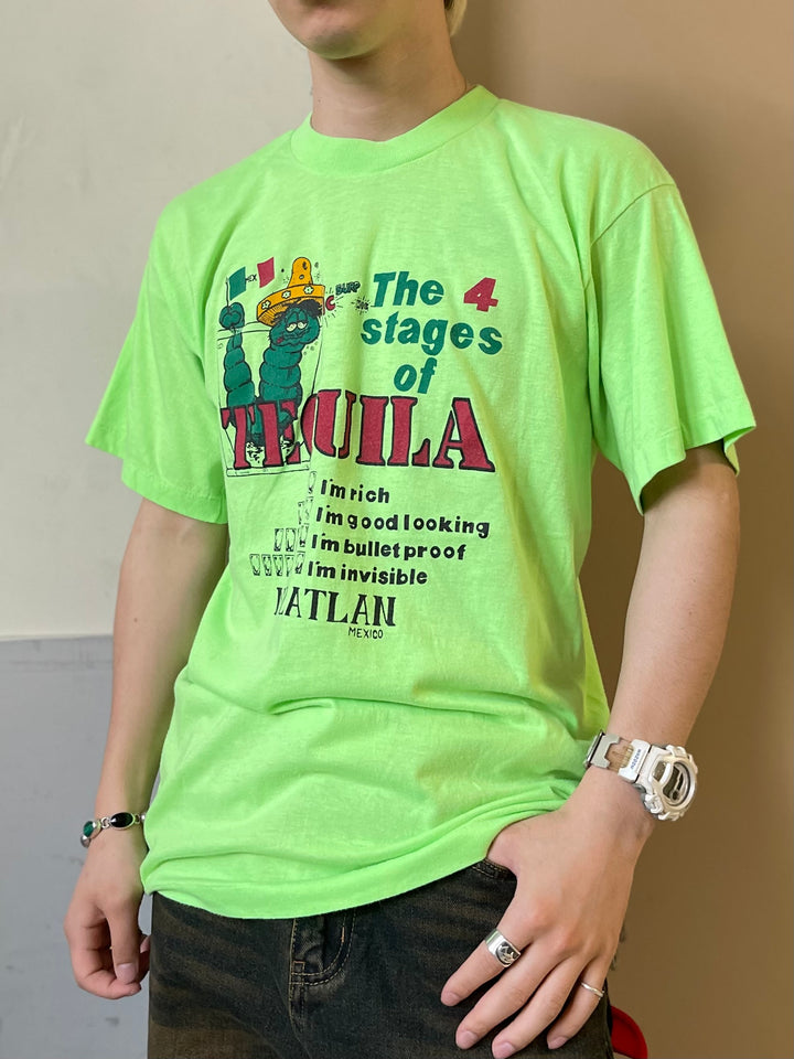 #4296 Unknow/short sleeve t-shirt Tee/シングルステッチ/The 4 stages of TEQUILA/半袖Tシャツ/90's/サイズ2XL相当