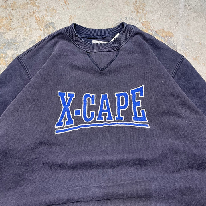 #4128 古着 X-CAPE/Crew Neck College Sweat/クルーネックカレッジスウェット/刺繍/サイズXL