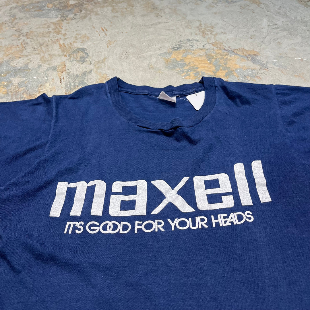 古着 USA製 80's スクリーンスターズ/ MAXELL / IT'S GOOD FOR YOUR HEADS / ヴィンテージ シングルステッチ プリントTシャツ/サイズL