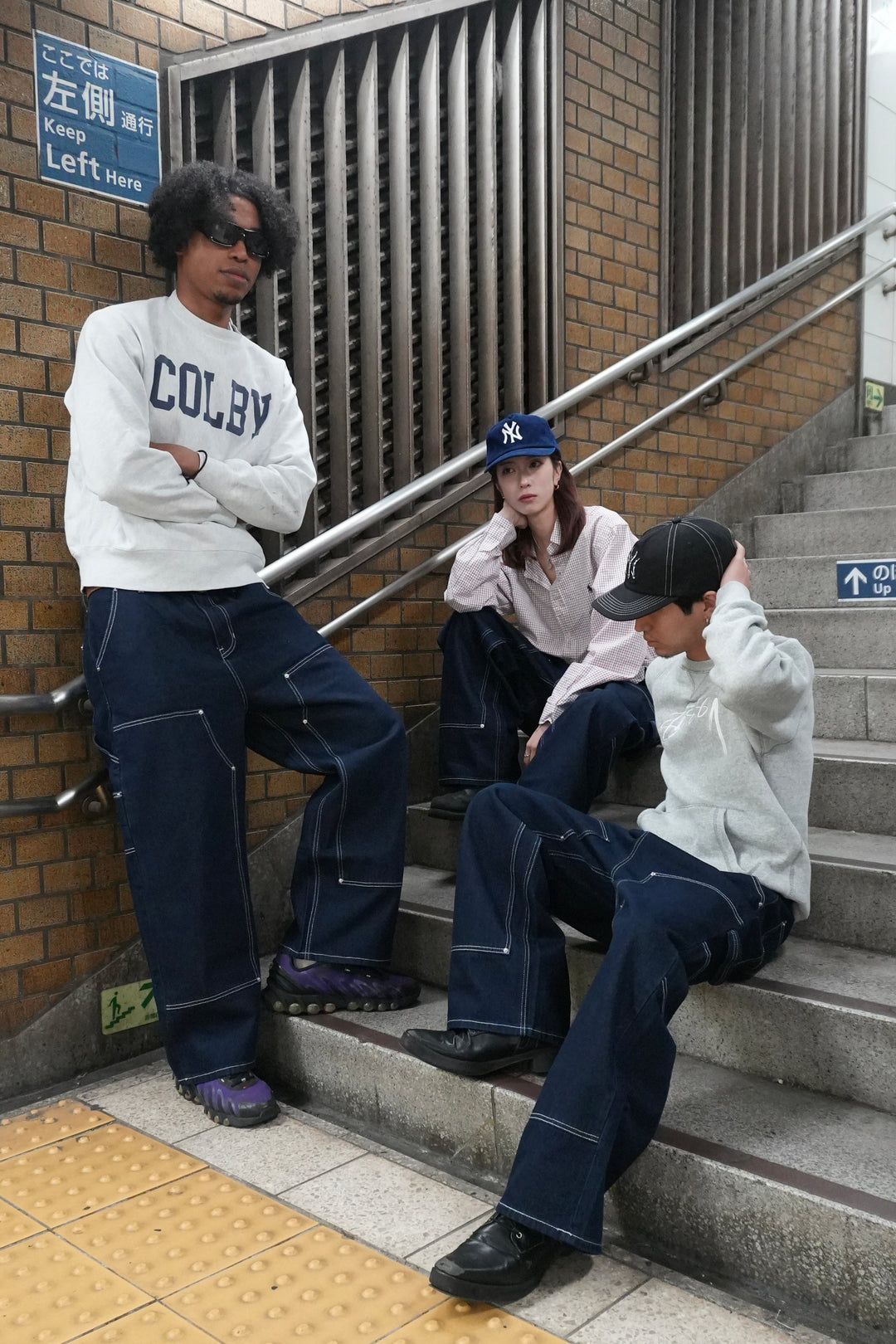 バギーフィット ダブルニー デニムパンツ