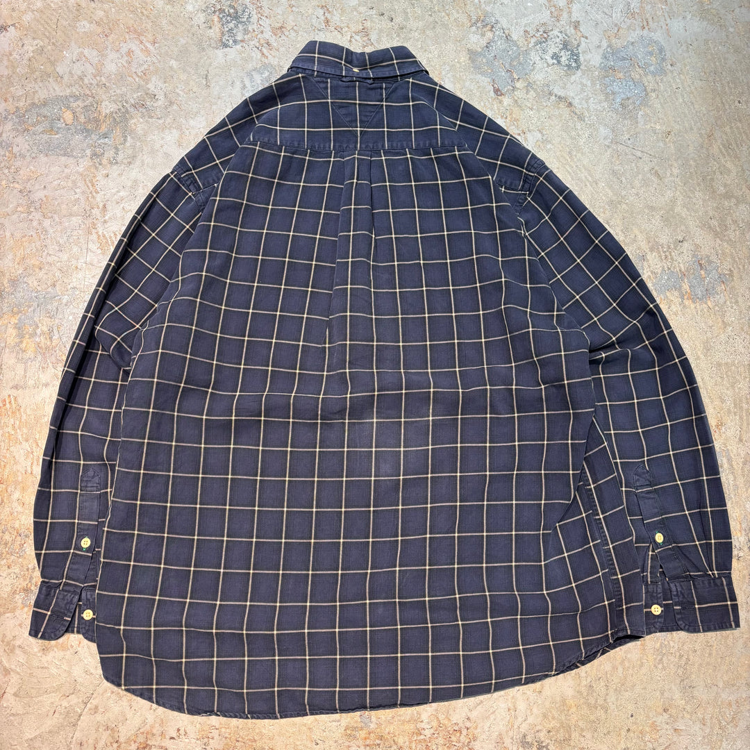 古着 Tommy HILFIGER/ トミーヒルフィガー/ ボタンダウン長袖シャツ/ チェック/ サイズXL