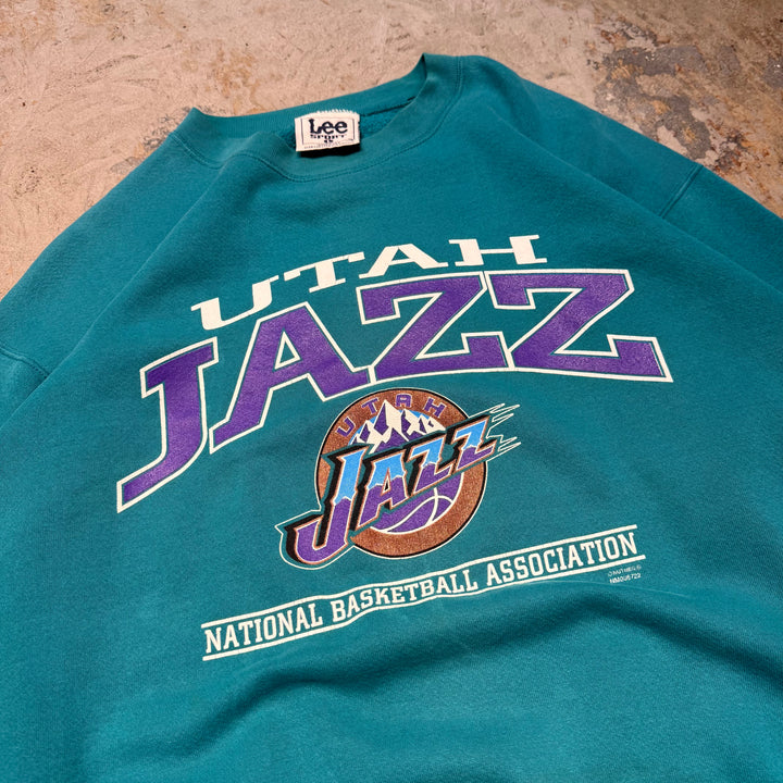 古着 USA製 90's Lee/ リー/ NBA/ UTAH JAZZ/ ユタ ジャズ /クルーネックスウェット/ サイズL