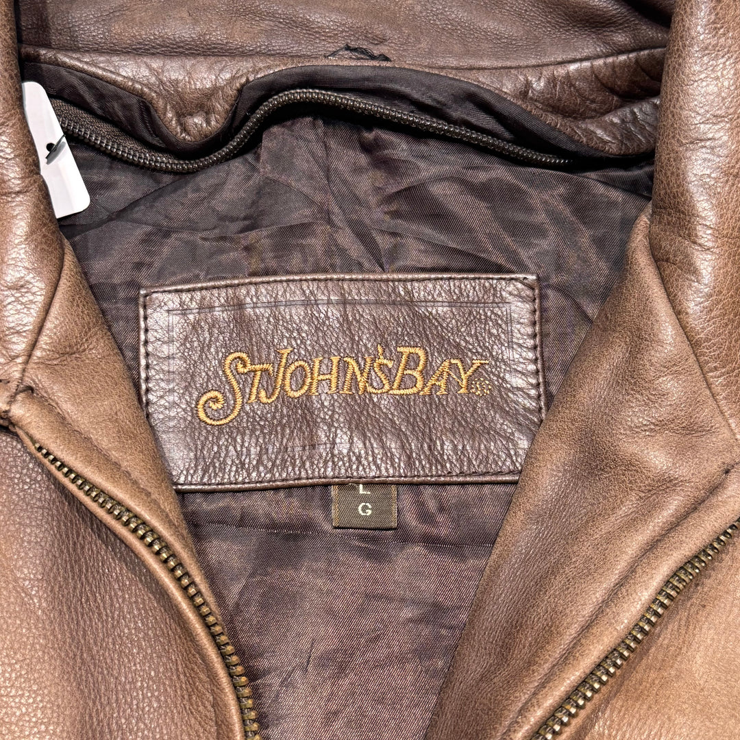 古着 ST JOHN'S BAY/セントジョンズベイ/ジップアップレザージャケット /サイズL