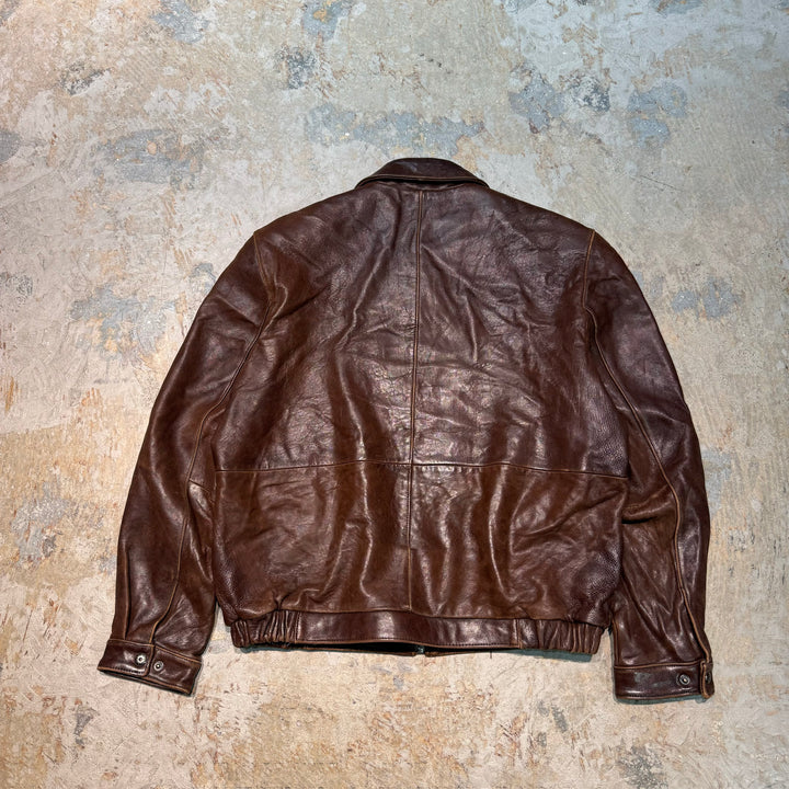 古着 USAVINTAGE/ Zip Up Leather Jacket/ジップアップレザージャケット/サイズM