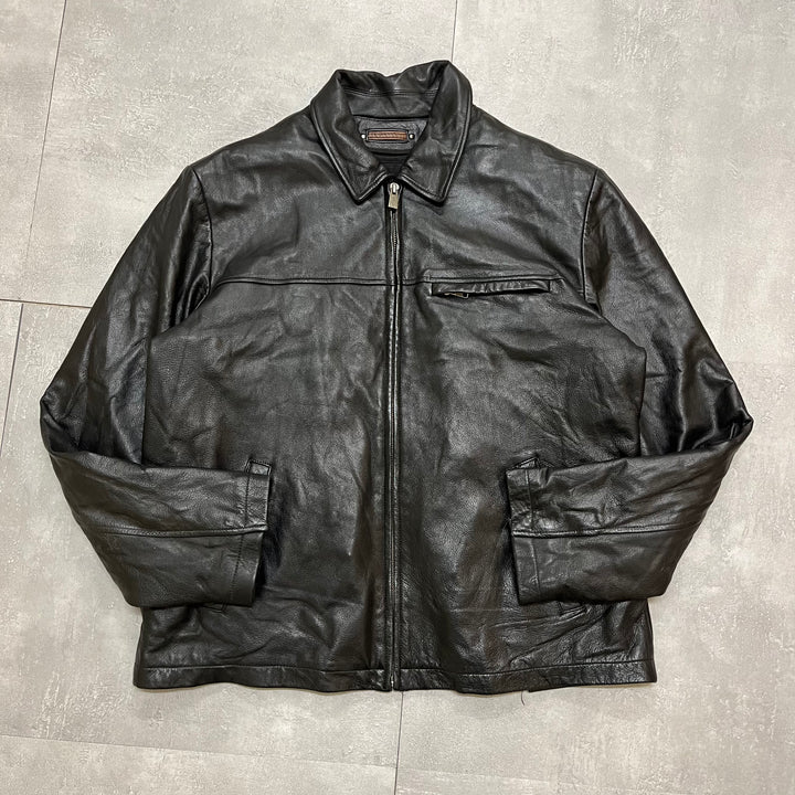 #1667 古着 Unknow / Zip Up Leather Jacket/ジップアップレザージャケット / サイズL