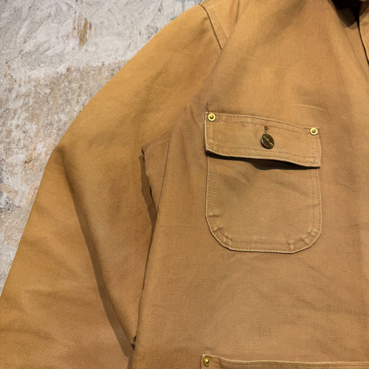 古着 USA製 Carhartt/ カーハート/ ミシガンチョアコート/ ダック地/襟コーデュロイ/裏地ブランケット/ サイズL相当