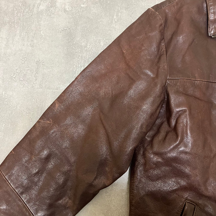 #1662 古着 Unknow / Zip Up Leather Jacket/ジップアップレザージャケット / サイズM