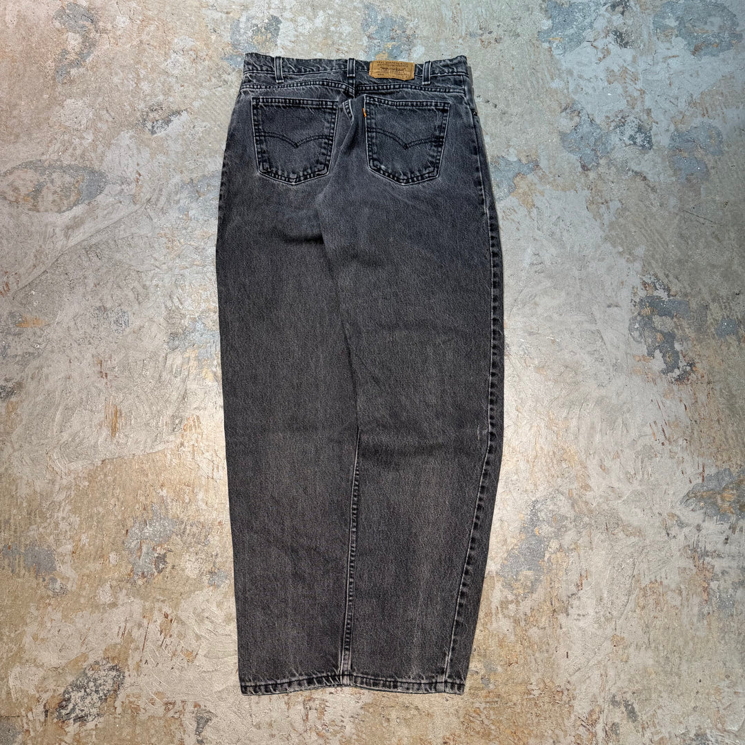 古着 90's~ USA製 Levi's/リーバイス/Black Denim Pants/ブラックデニムパンツ/550/実寸サイズ31×31