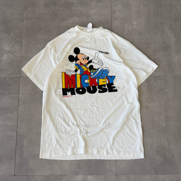 古着 90's USA製 Sherry シェリー MICKEY ミッキー FLORIDA フロリダ キャラクターTシャツ シングルステッチ サイズL